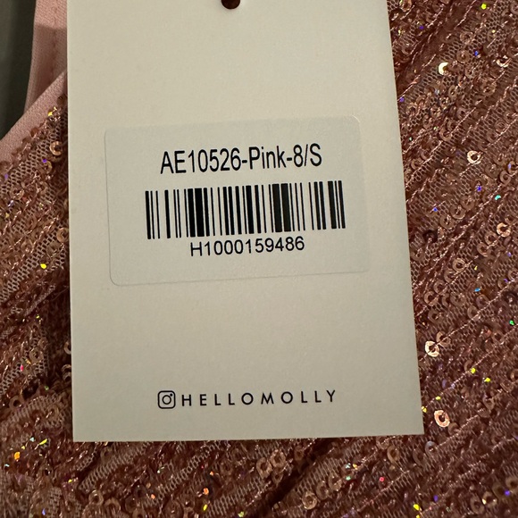 HelloMolly Pink Sequin Long Sleeve Dress NEW WITH TAGS - Picture 3 of 3